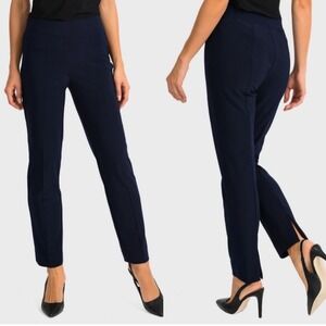 JOSEPH RIBKOFF | Midnight Blue Classic Straight Elastic Waist Slit Pants, 14